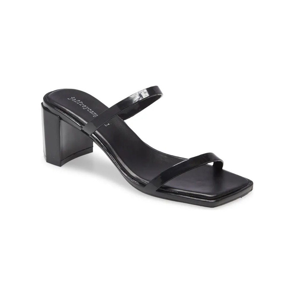 Jeffrey Campbell Jamm-3 Jelly Slide Sandal Square Toe Block Heel Black Size 9